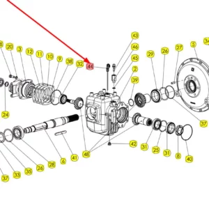 Oryginalny bagnet poziomu oleju przekładni o numerze katalogowym 102404807, stosowany w kombajnach zbożowych marki Rostselmash schemat.
