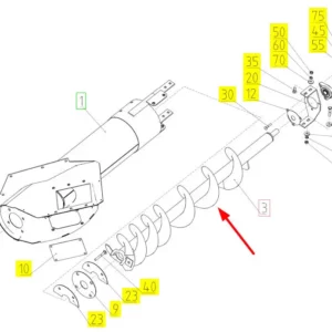 Oryginalny ślimak zbiornika ziarna o numerze 102414031, stosowany w kombjnach zbożowych marki Rostselmash.