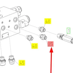 Oryginalna złączka hydrauliczna o numerze katalogowym 102442566, stosowana w kombajnach zbożowych marki Rostselmash- schemat.