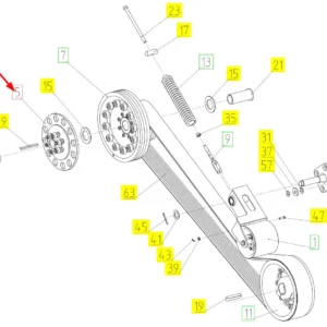 Oryginalne sprzęgło napędu podajnika pochyłego o numerze katalogowym 102465393, stosowane w kombajnach zbożowych marki Rostselmash schemat.