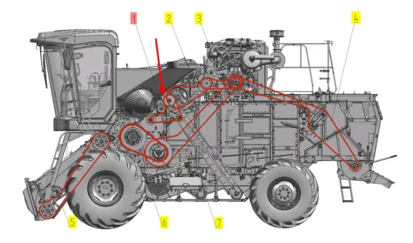 Oryginalny łańcuch rolkowy 12AH-1 (60H) x 111 rolek o numerze 102466942, stosowany w kombajnach zbożowych marki Rostselmash.