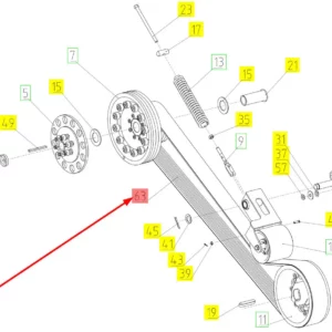 Oryginalny pasek klinowy o numerze katalogowym 102531951, stosowany w kombajnach zbożowych marki Rostselmash schemat.