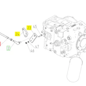 Oryginalna linka sterowania pompą hydrostatu o numerze katalogowym 102581207, stosowana w kombajnach zbożowych marki Rostselmash schemat.