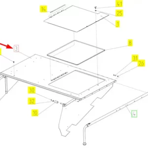 Oryginalny dach sekcji zbiornika ziarna o numerze katalogowym 102600184, stosowany w kombajnach zbożowych marki Rostselmash- schemat.