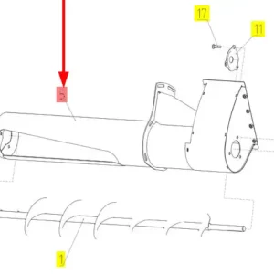 Oryginalna obudowa ślimaka zbiornika ziarna o numerze katalogowym 102601102, stosowana w kombajnach zbożowych marki Rostselmash- schemat.