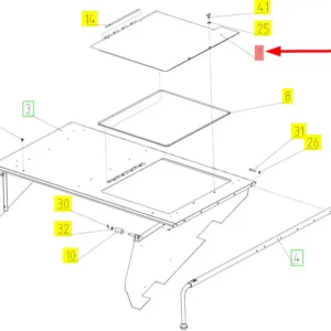 Oryginalna klapa sekcji zbiornika o numerze katalogowym 102610634, stosowana w kombajnach zbożowych marki Rostselmash- schemat.