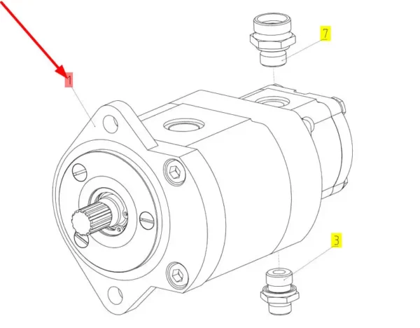 Oryginalna pompa hydrauliczna tandemowa o numerze katalogowym 102635622, stosowana w kombajnach zbożowych marki Rostselmash schemat.