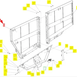 Oryginalny element obudowy o numerze katalogowym 102665773, stosowany w kombajnach zbożowych marki Rostselmash. schemat