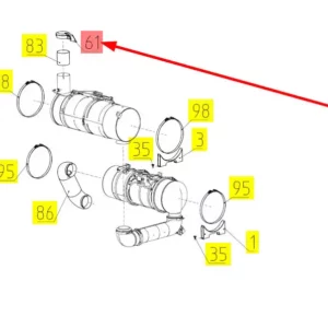 Oryginalna pokrywa rury wydechowej o numerze katalogowym 102667079, stosowana w kombajnach zbożowych marki Rostselmash schemat.