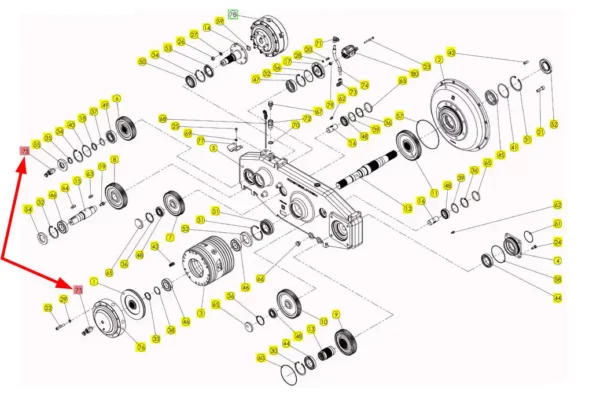 Oryginalna końcówka hydrauliczna o wymiarze gwintu M20 x 1,5 i numerze katalogowym 102797319, stosowana w kombajnach zbożowych marki Rostselmash schemat.