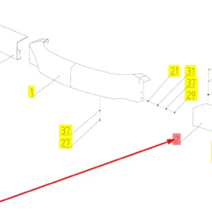 Oryginalna lewa osłona przednich świateł o numerze katalogowym 102996749, stosowana w kombajnach zbożowych marki Rostselmash schemat.