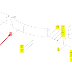 Oryginalny przedni panel zderzak o numerze katalogowym 102997319, stosowany w kombajnach zbożowych marki Rostselmash schemat.