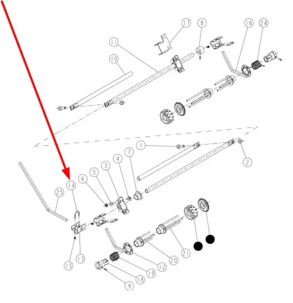 Oryginalnyy cybant o numerze katalogowym 801578, stosowana w rozsiewaczach nawozu, siewnikach marki Sulky schemat.