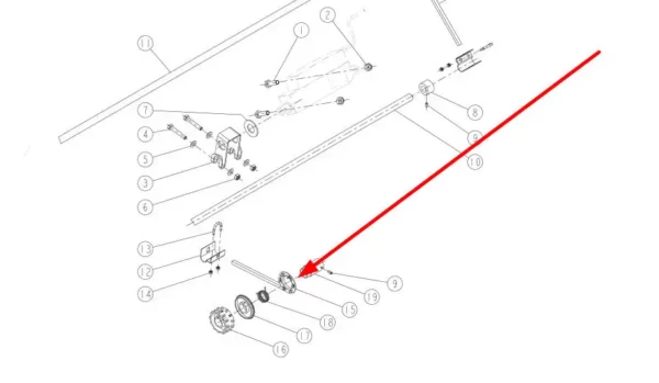 Oryginalna dźwignia o numerze katalogowym 900043, stosowana w siewnikach marki Sulky schemat