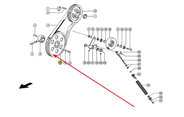 Oryginalne koło pasowe napędu odrzutnika o numerze katalogowym 667261.0, stosowane w kombajnach zbożowych marki Claas schemat.