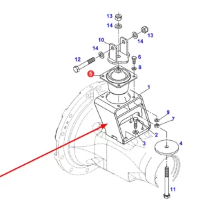 Oryginalna podstawa ramy kabiny o numerze katalogowym H334500200061, stosowana w ciągnikach rolniczych marki Fendt schemat.