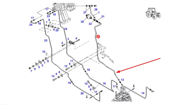 Oryginalny przewód hydrauliczny o numerze katalogowym H945950010040, stosowany w ciągnikach rolniczych marki Fendt. schemat