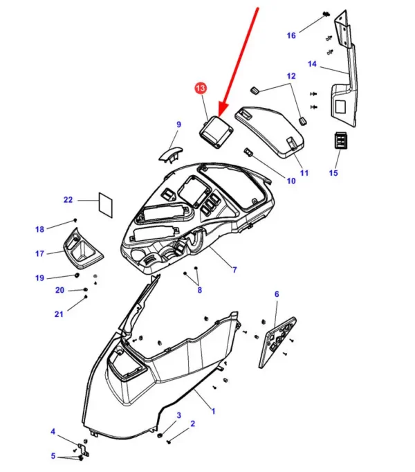 Oryginalna osłona konsoli, stosowana w ciągnikach rolniczych marki Challenger oraz Massey Ferguson schemat