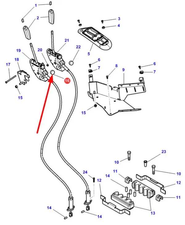 Oryginalna zaślepka dźwigni sterujących o numerze katalogowym MF4377410M1, stosowana w ciągnikach rolniczych marek Challenger oraz Massey Ferguson schemat.