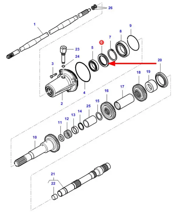 Oryginalny pierścień simering o wymiarach 60 x 80 x 7/7,5 mm i numerze katalogowym VA025607, stosowany w ciągnikach marek Challenger oraz Massey Ferguson schemat