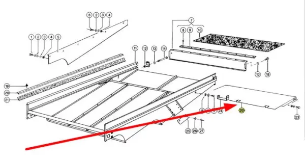 Oryginalna osłona metalowa o numerze katalogowym 725244.0, stosowana w kombajanch zbożowych marki Claas schemat