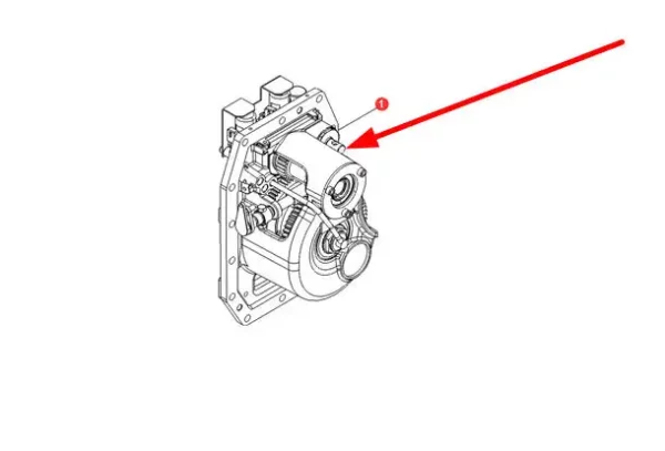 Oryginalny mechanizm wału WOM o numerze katalogowym MF4313579M12, stosowany w ciągnikach rolniczych marki Massey Ferguson schemat