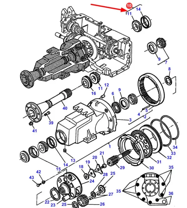 Oryginalne łożysko stożkowe calowe tylnej osi o numerze katalogowym 3383716M1, stosowane w ciągnikach rolniczych marek Challenger oraz Massey Ferguson schemat.