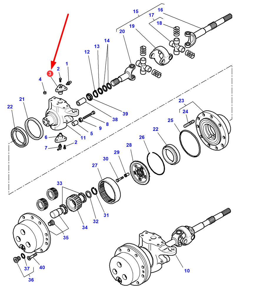 たろち CI133084 Sworzeń zwrotnicy górny Carraro - sklep rolniczy