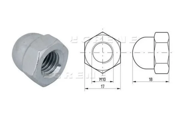 Nakrętka kołpakowa DIN1587 stalowa ocynk kl. 6 M10x1.50 Kramp