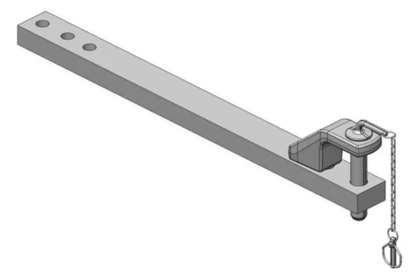 Zaczep polowy 90x50 L=1085 mm kat. 3 O 38 mm ISO 6489-3
