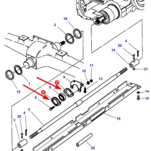Oryginalna osłona łożyksa, montowana na wale napędowym, w ciągnikach rolniczych marki Challenger oraz Massey Ferguson schemat.