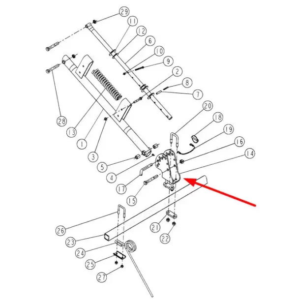 Oryginalny uchwyt regulacyjny o numerze katalogowym 951264, stosowany w siewnikach marki Sulky schemat.