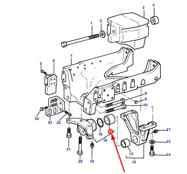 Tuleja ślizgowa o wymiarze 108 x 116 x 55 mm i numerze katalogowym 3384406M1, stosowana w ciągnikach rolniczych marki Massey Ferguson schemat