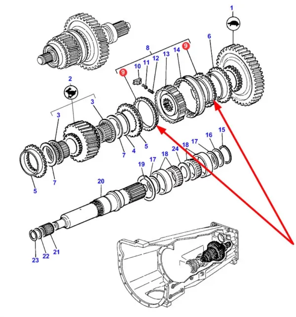 Pierścień synchronizatora o numerze katalogowym 3386521M1, stosowany w ciągnikach rolniczych marki Massey Ferguson schemat.