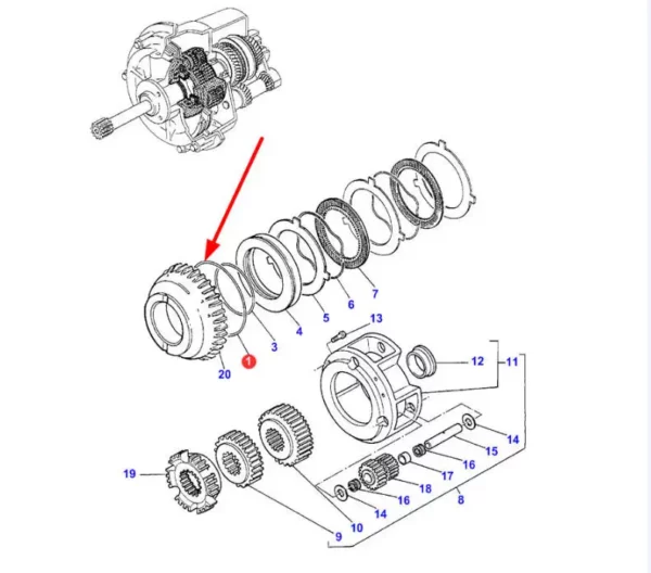 Zamiennik oryginalnego pierścienia oring o wymiarach 117 x 3,53, stosowany w maszynach rolniczych Challenger i Massey Ferguson schemat.