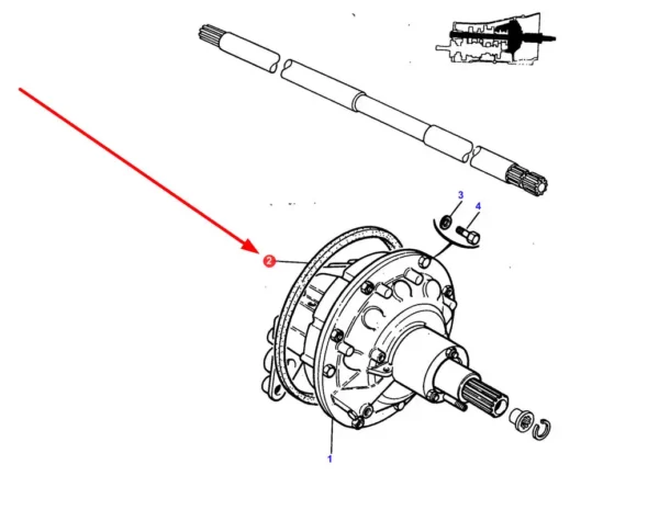 Uszczelniacz obudowy skrzyni biegów o numerze katalogowym 3388928M1, stosowany w ciągnikach rolniczych marki Massey Ferguson schemat