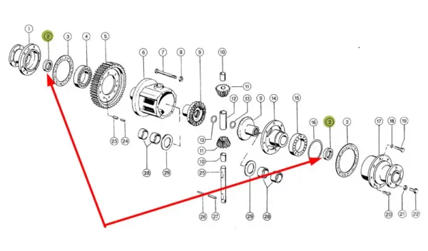 Uszczelniacz mechanizmu rożnicowego o wymiarach  48 X 72 X 10, stosowany w kombajnach oraz sieczkarniach marki Claas schemat.