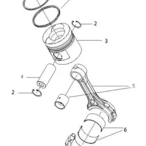 Oryginalny zestaw pierścieni tłokowych o numerze katalogowym 498B-04100, stosowany w ciągnikach rolniczych marki Arbos schemat.