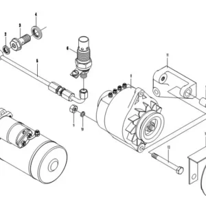 Oryginalny rozrusznik o numerze katalogowym 4L22BT-12300J-1C, stosowany w ciągnikach rolniczych marki Arbos schemat.