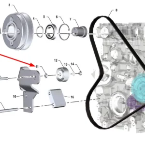 Oryginalny dystans rolki napinacza o numerze katalogowym K0067083, stosowany w ciągnikach rolniczych marki Arbos.