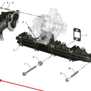 Oryginalny zestaw uszczelek kolektora wydechowego o numerze katalogowym K0067106, stosowany w ciągnikach rolniczych marki Arbos.
