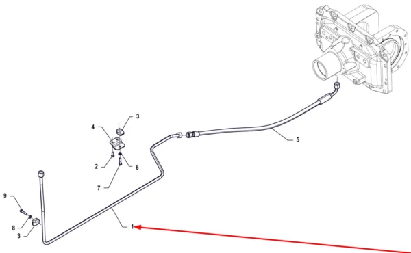 Oryginalny przewód hydrauliczny blokady mechanizmu różnicowego o numerze katalogowym P5P37601036, stosowany w ciągnikach rolniczych marki Arbos schemat.