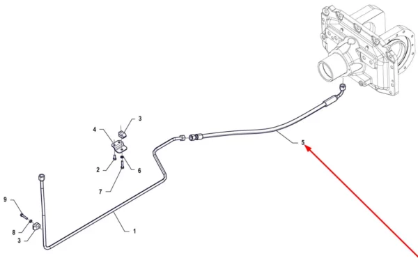 Oryginalny przewód hydrauliczny o numerze katalogowym P5P37601157, stosowany w ciągnikach rolniczych marki Arbos schemat.