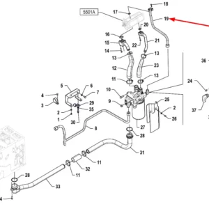 Oryginalny przewód hydrauliczny pompy o numerze katalogowym P5P58101029, stosowany w ciągnikach rolniczych marki Arbos.