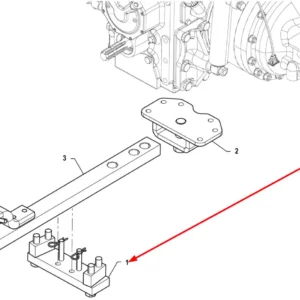 Oryginalne mocowanie belki zaczepu o numerze katalogowym P5S35001015, stosowane w ciągnikach rolniczych marki Arbos schemat.