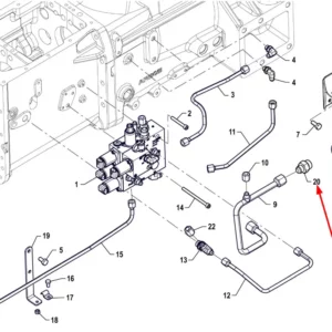 Oryginalny adapter hydrauliczny prosty o numerze katalogowym P5S37601113, stosowany w ciągnikach rolniczych marki Arbos schemat.
