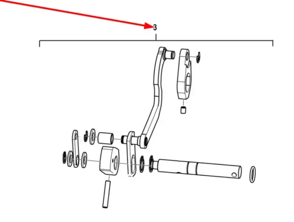 Oryginalna dźwignia wewnętrzna sterowania podnośnikiem o numerze katalogowym P5S55102143, stosowana w ciągnikach rolniczych marki Arbos schemat.