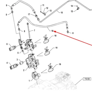 Oryginalny przewód hydrauliczny o numerze katalogowym P5S59101123, stosowany w ciągnikach rolniczych marki Arbos schemat.