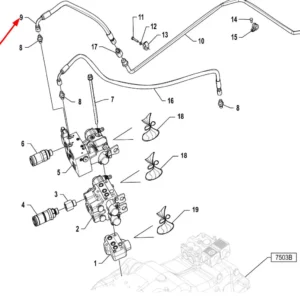 Oryginalny przewód hydrauliczny o numerze katalogowym P5S59101124, stosowany w ciągnikach rolniczych marki Arbos schemat.