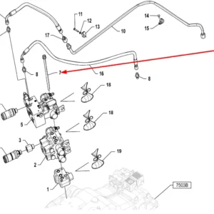Oryginalna szpilka M10 x 212 o numerze katalogowym P5S59101133, stosowana w ciągnikach rolniczych marki Arbos schemat.